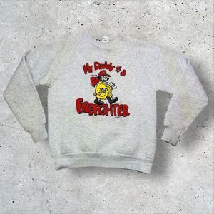 Vintage Kids My Daddy Is a Firefighter Sweatshirt Fruit of the Loom USA 14-16
